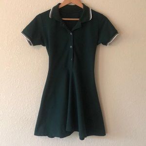 Dark green mini dress with collar